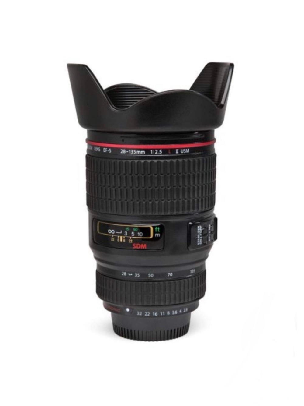 Canon Black Lens-Shaped Coffee Mug with Red Accent Photography Camera Lens
